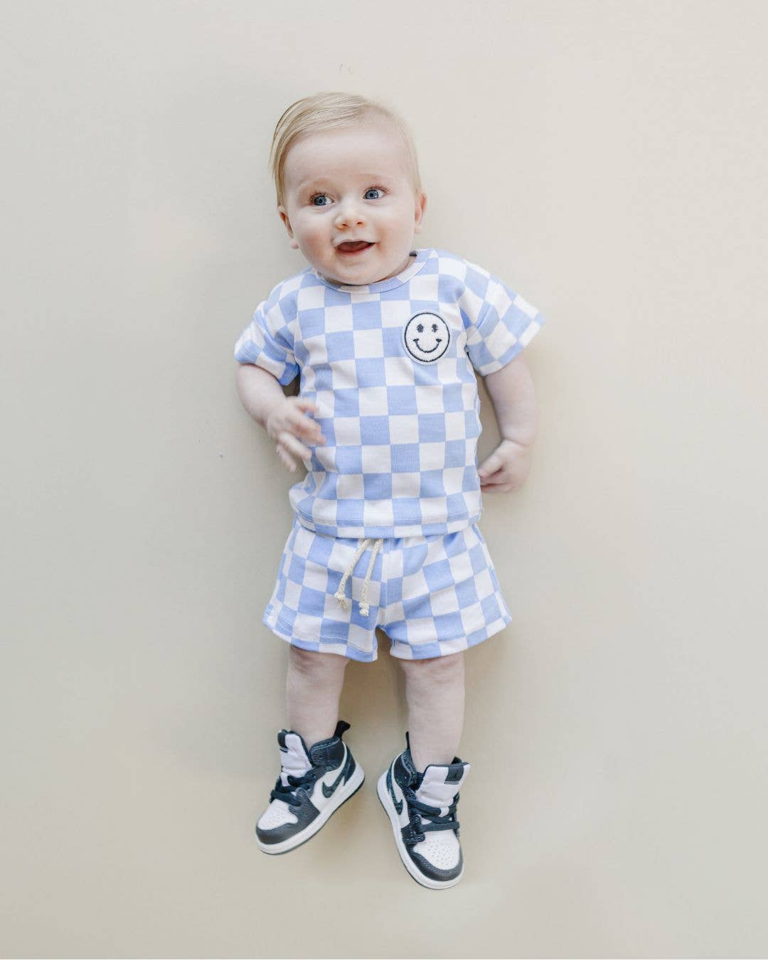 Blue Checkered Shorts Set