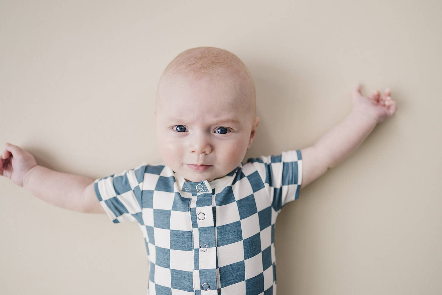 Blue & White Bamboo Checkered Jumpsuit