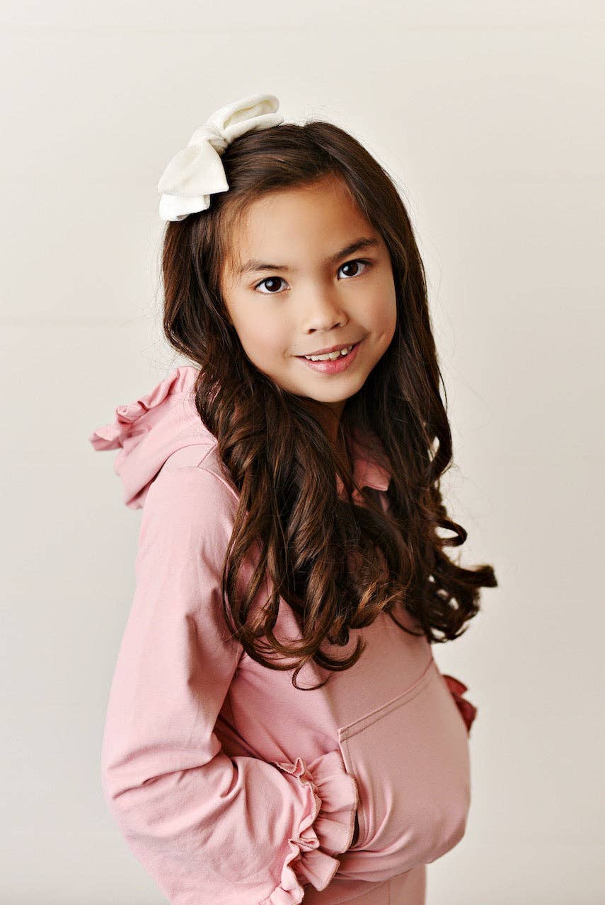Dusty Pink Hooded Ruffle Pocket Set