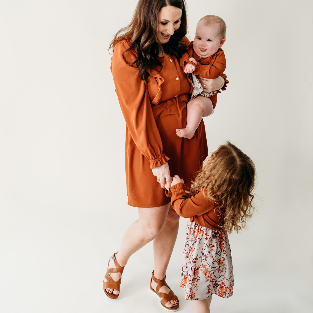 Girls Toffee Brown Midi Mommy & Me Dress