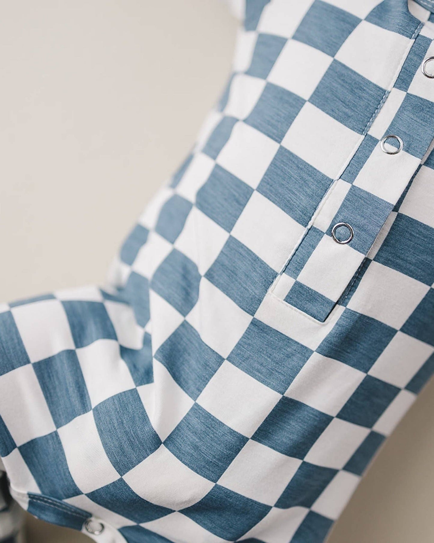 Blue & White Bamboo Checkered Jumpsuit