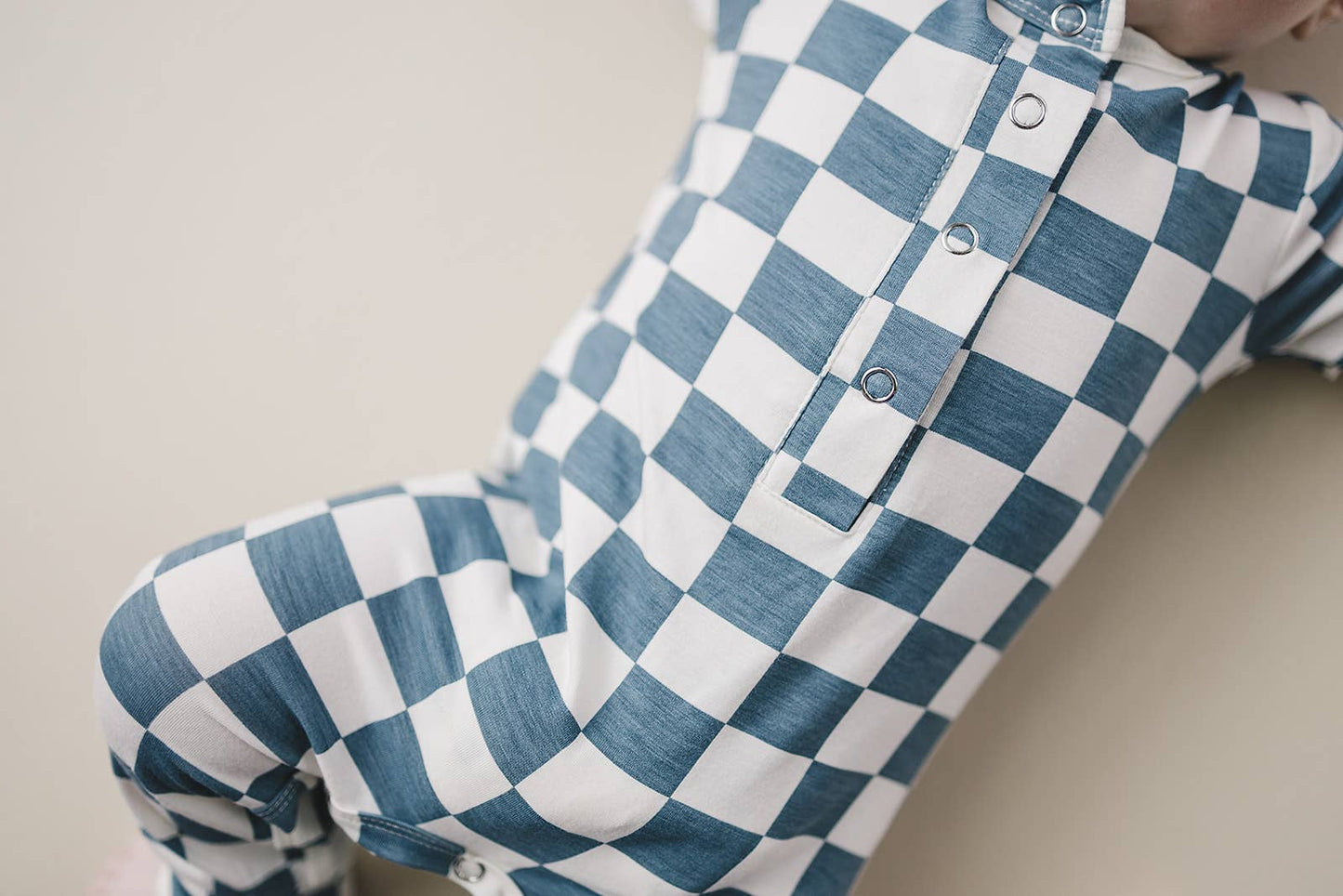 Blue & White Bamboo Checkered Jumpsuit