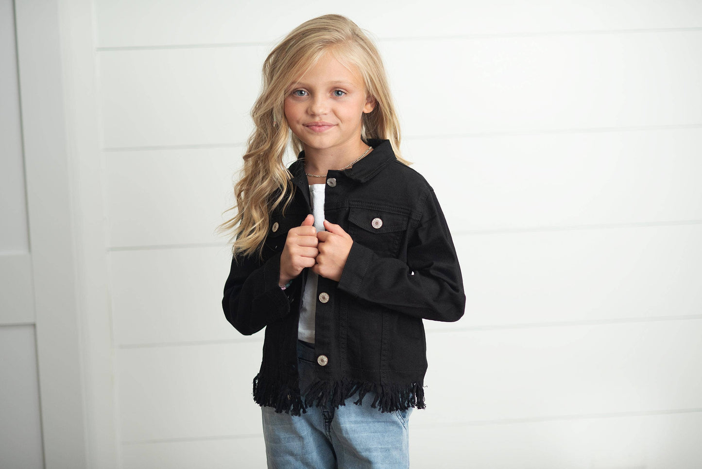 Black Denim Fringe Jacket