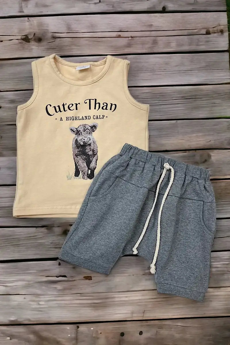 Cuter Than a Highland Calf 2pc Short Set
