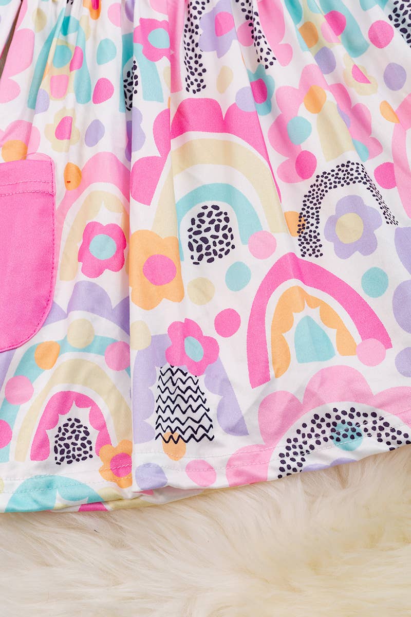 Rainbow & Daisy Printed Dress