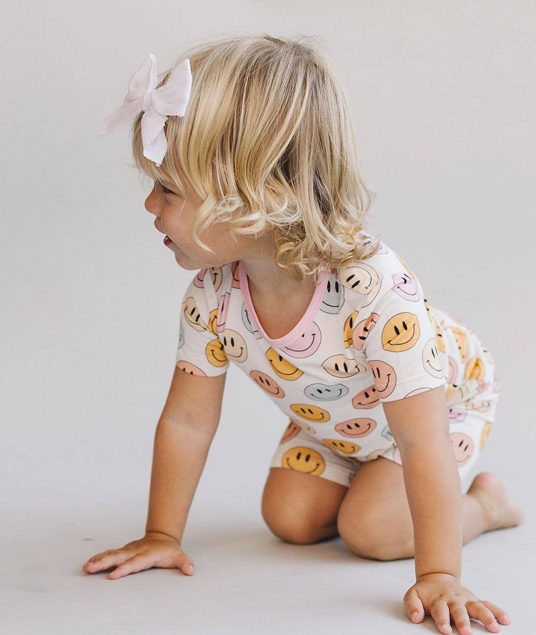 Pink Smiley Bamboo 2pc Shorts Set