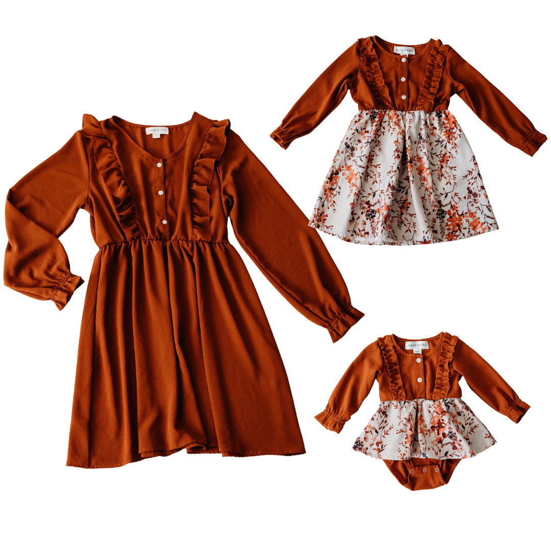 Women's Toffee Brown Midi Mommy & Me Dresses