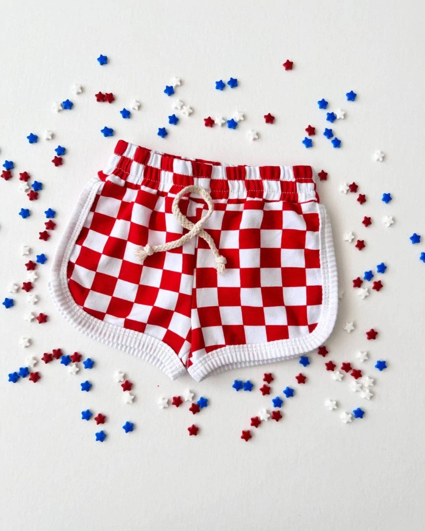 Red Retro Checkered Shorts