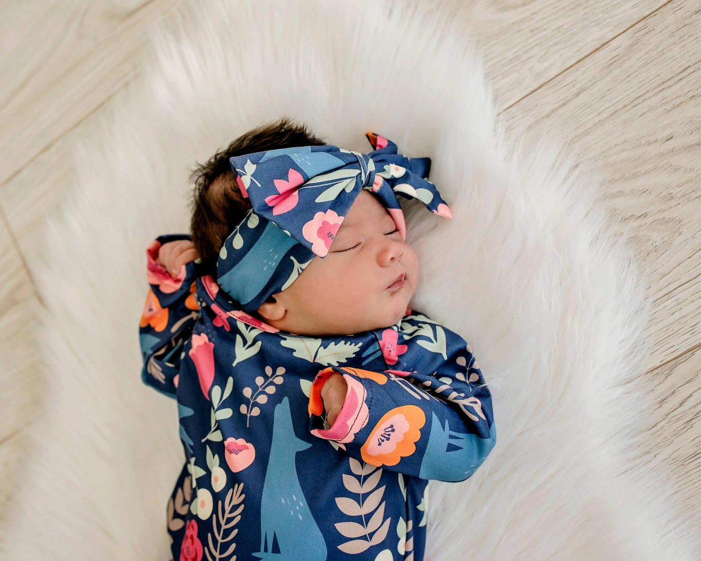 Fox Baby Gown & Bow Headband
