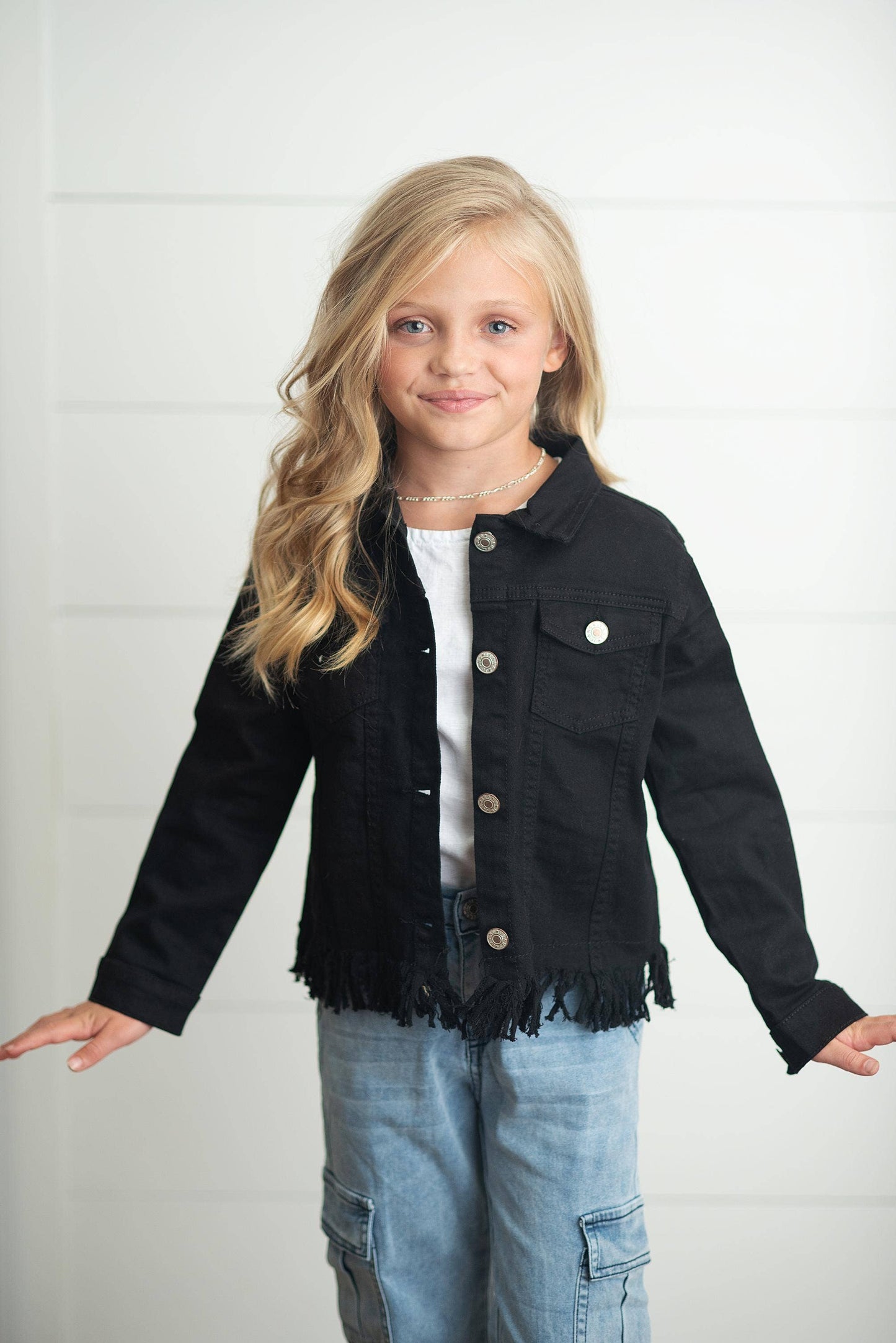 Black Denim Fringe Jacket