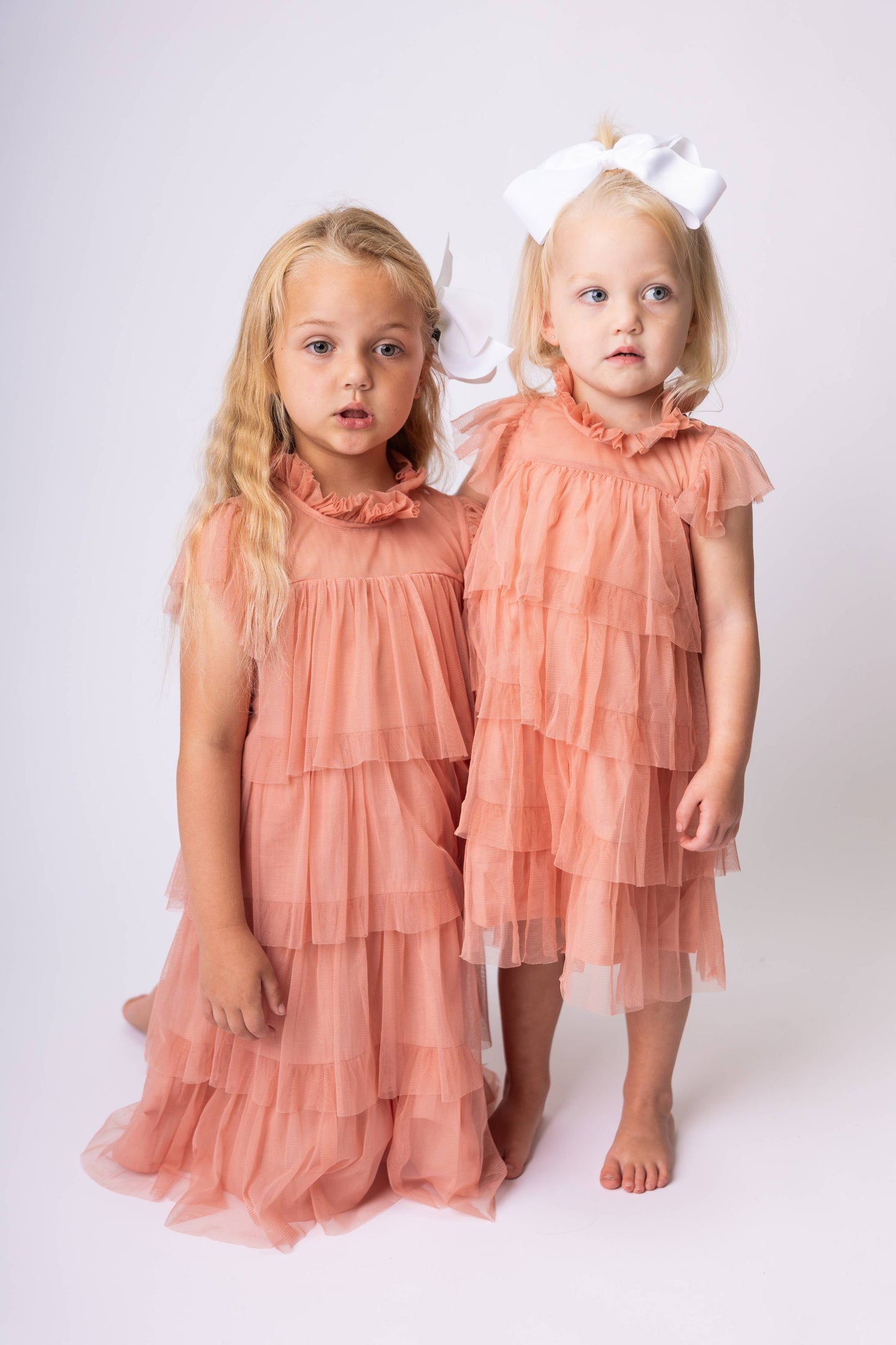 Dark Pink Tulle Ruffled Tiered Dress