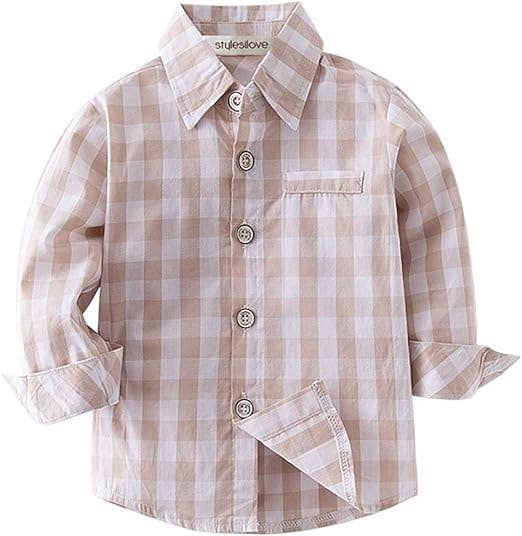 Beige & White Button Down Checkered Shirt