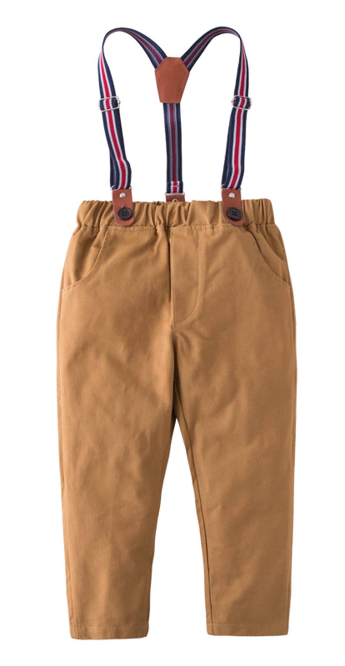 Caramel Classic Boy Cotton Chino Long Pants w/Suspenders