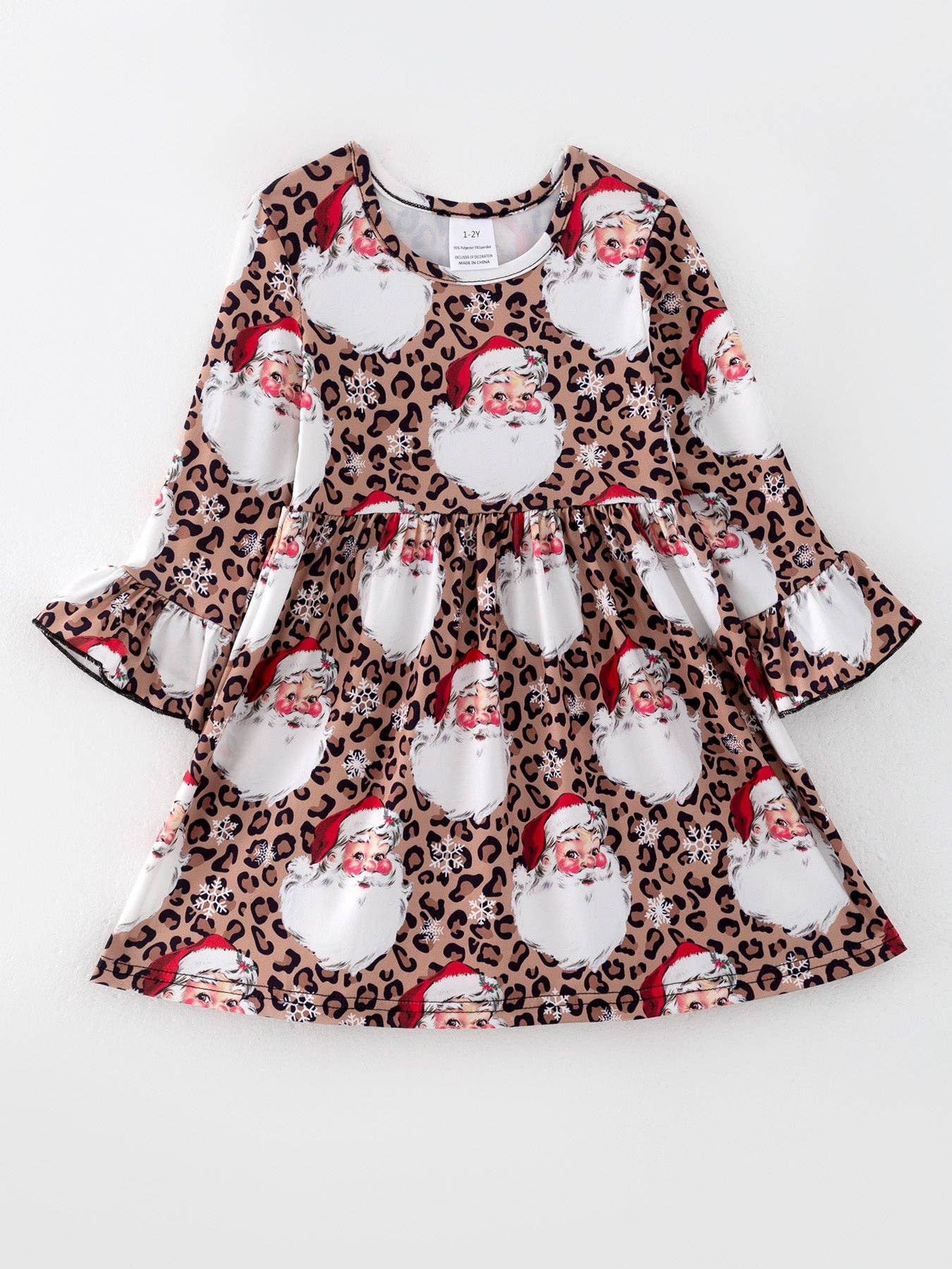 Christmas Girls Santa Print Dress