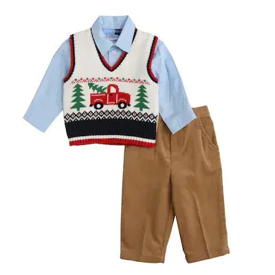 Toddler Boys' 3-piece Christmas Sweater Vest Set