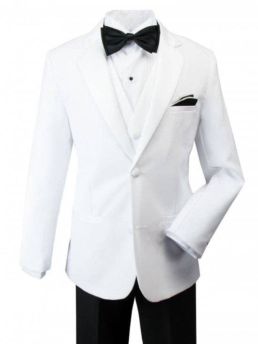 Boys 5 Piece Suit White Jacket Black Pants