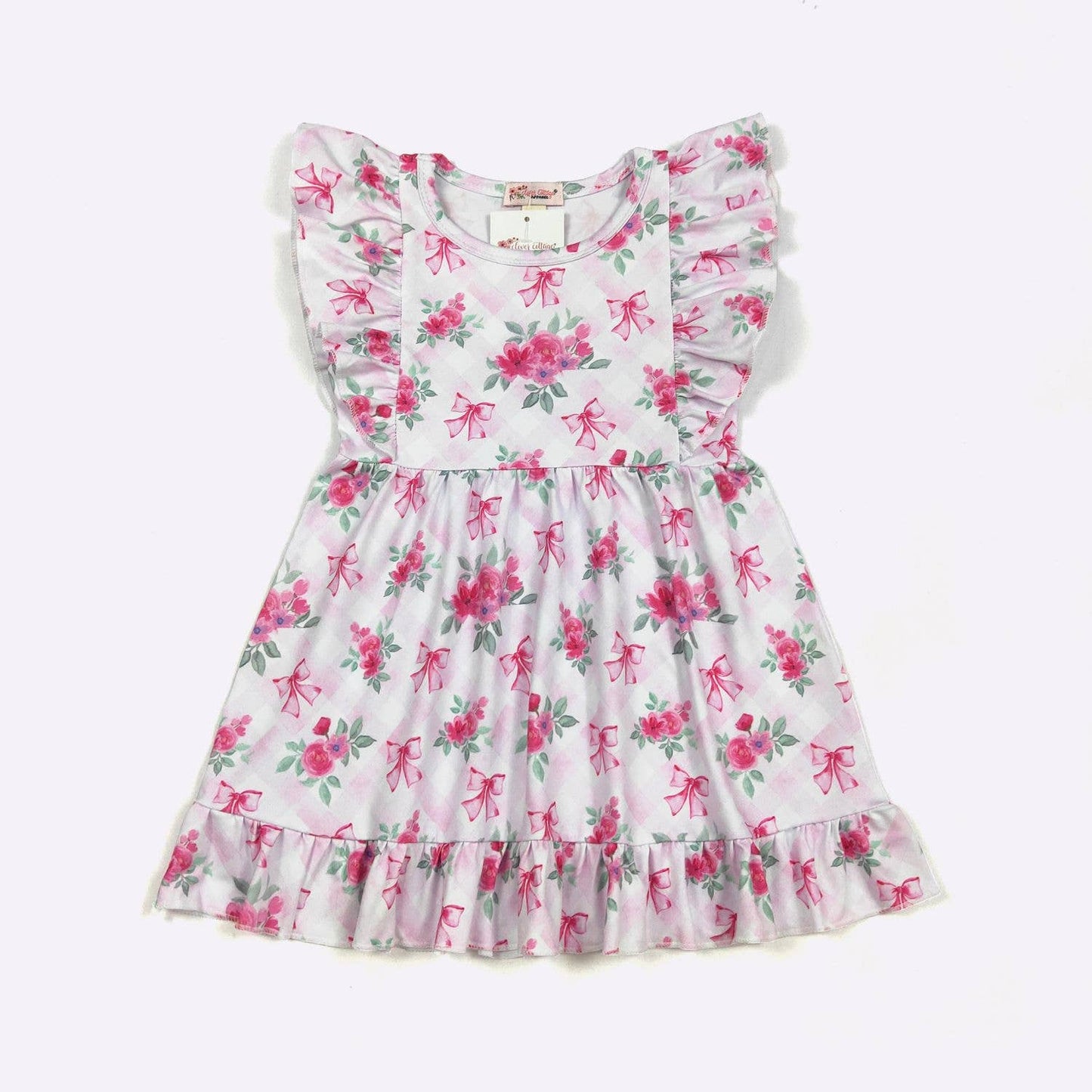 Floral Pink Lattice Girls Dress
