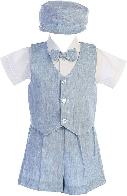 Little Boys' Cotton seersucker suspender shorts