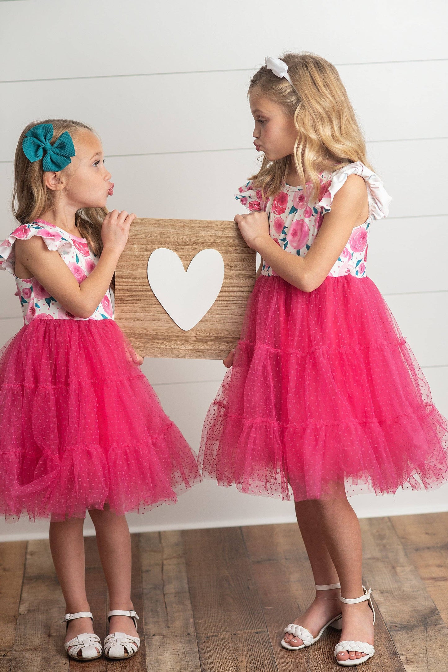 Girls Bright Pink Rose Tiered Tulle Spring Easter Dress