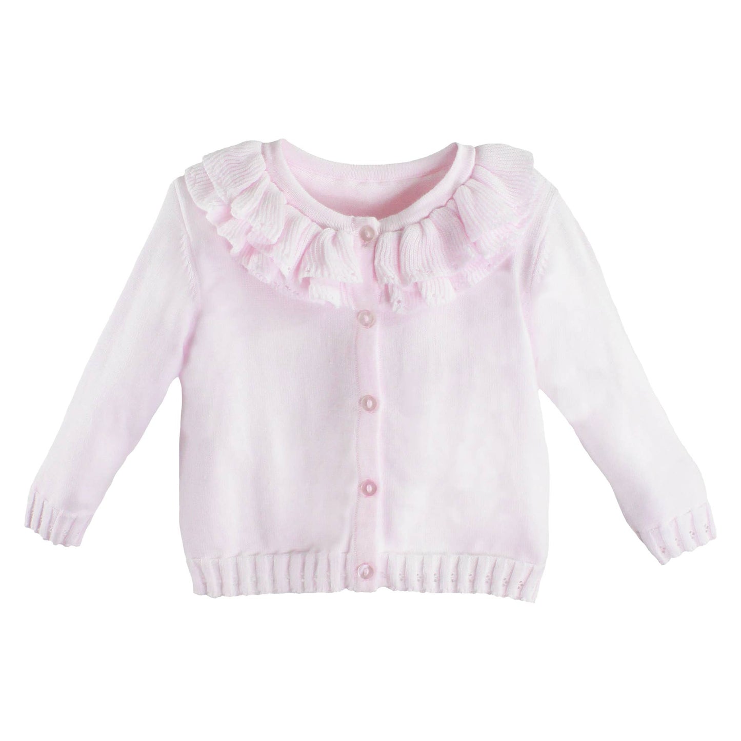 Pointelle Ruffle Collar Cardigan
