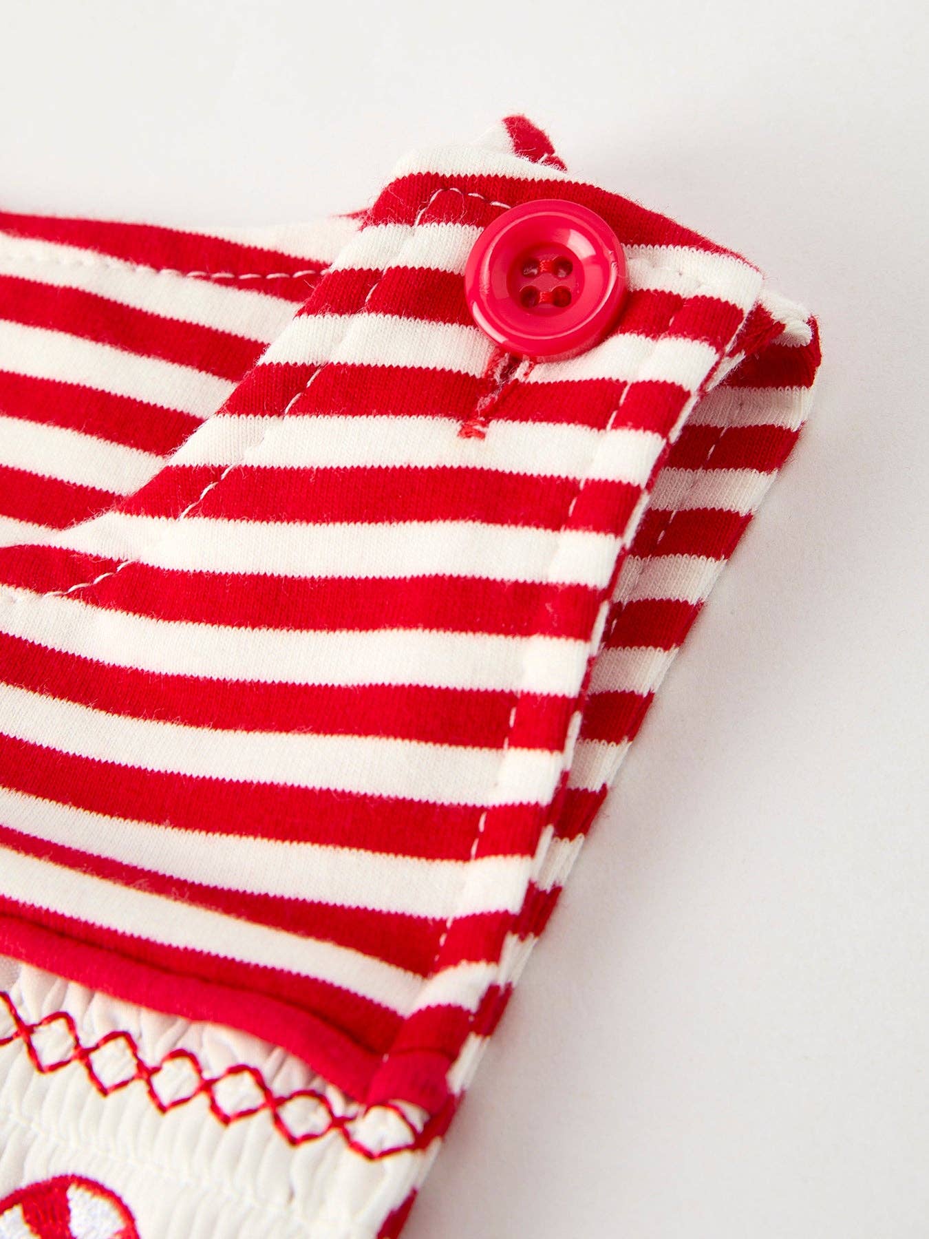 Christmas Candy Cane Smocking Embroidery Striped Baby Boys Romper