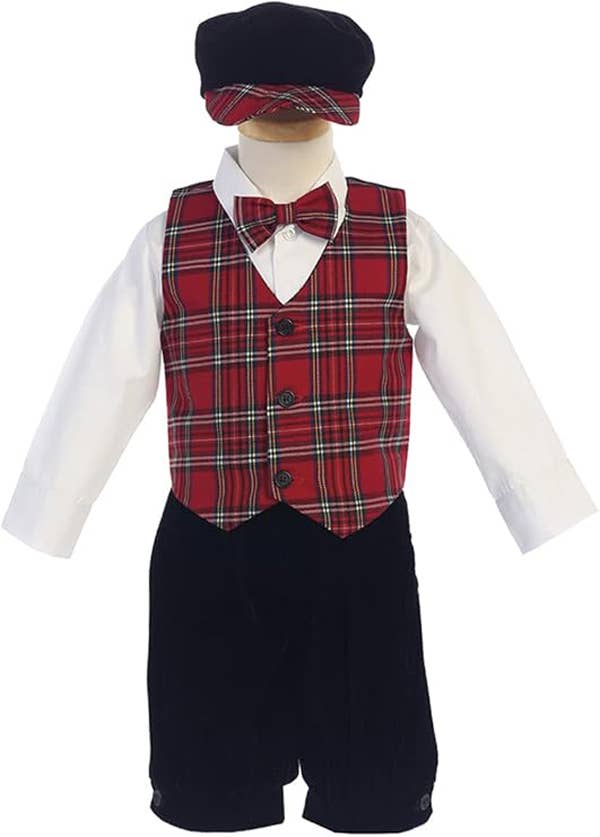 Boys Holiday 4-piece set. Includes pants, shirt, tie and vest. Multiple colors