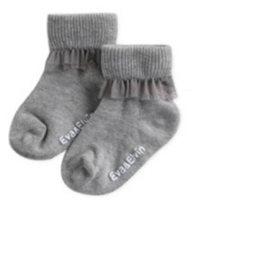 Chiffon Frill-Grey Ankle Socks