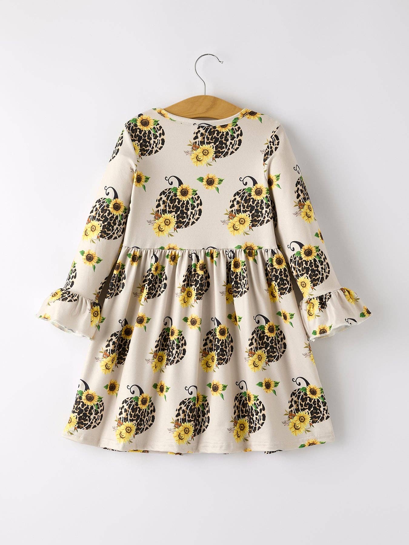 Pumpkin Leopard Print Girls' Dress