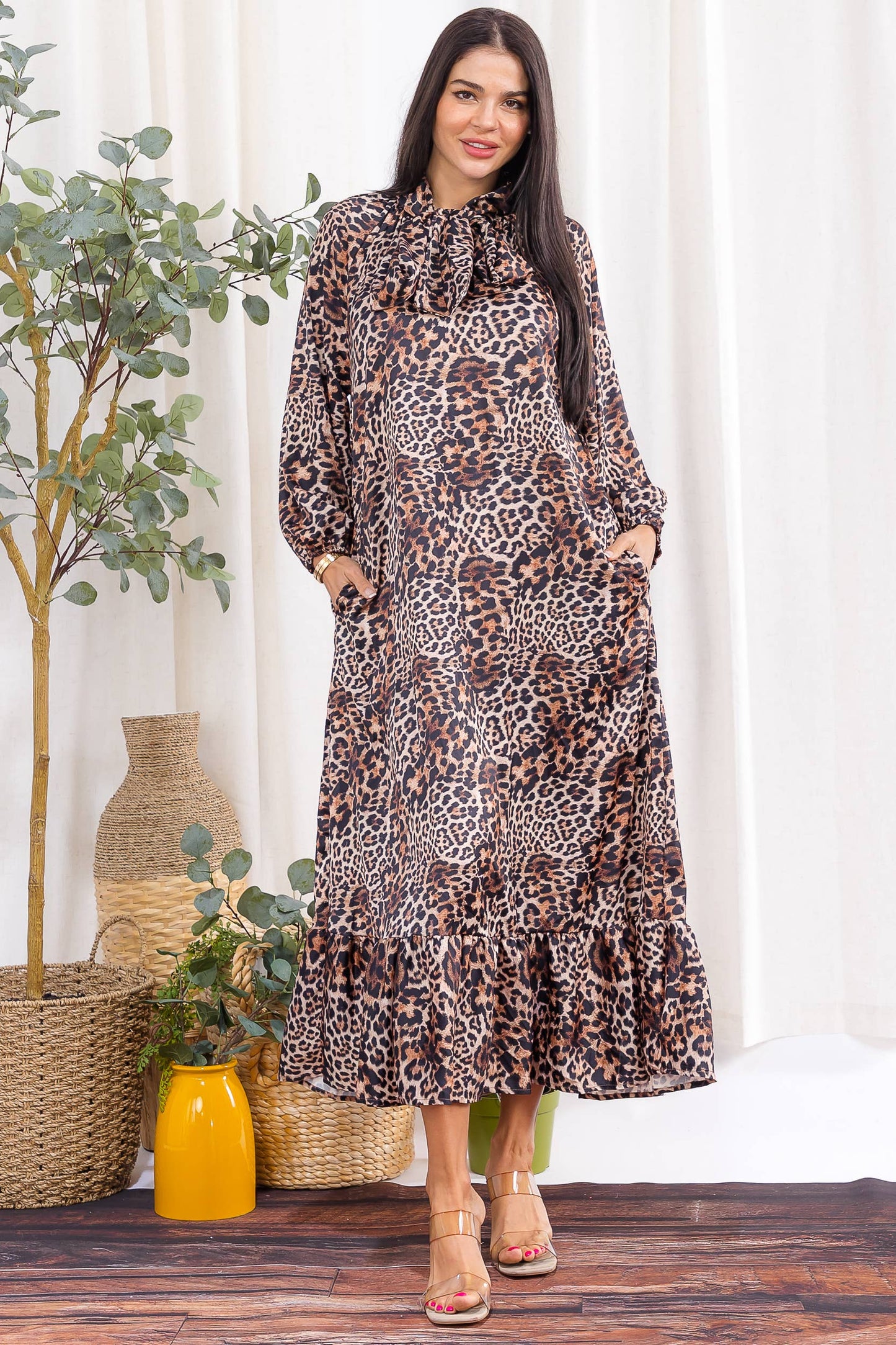 Printed Bow-Tie Maxi Dress