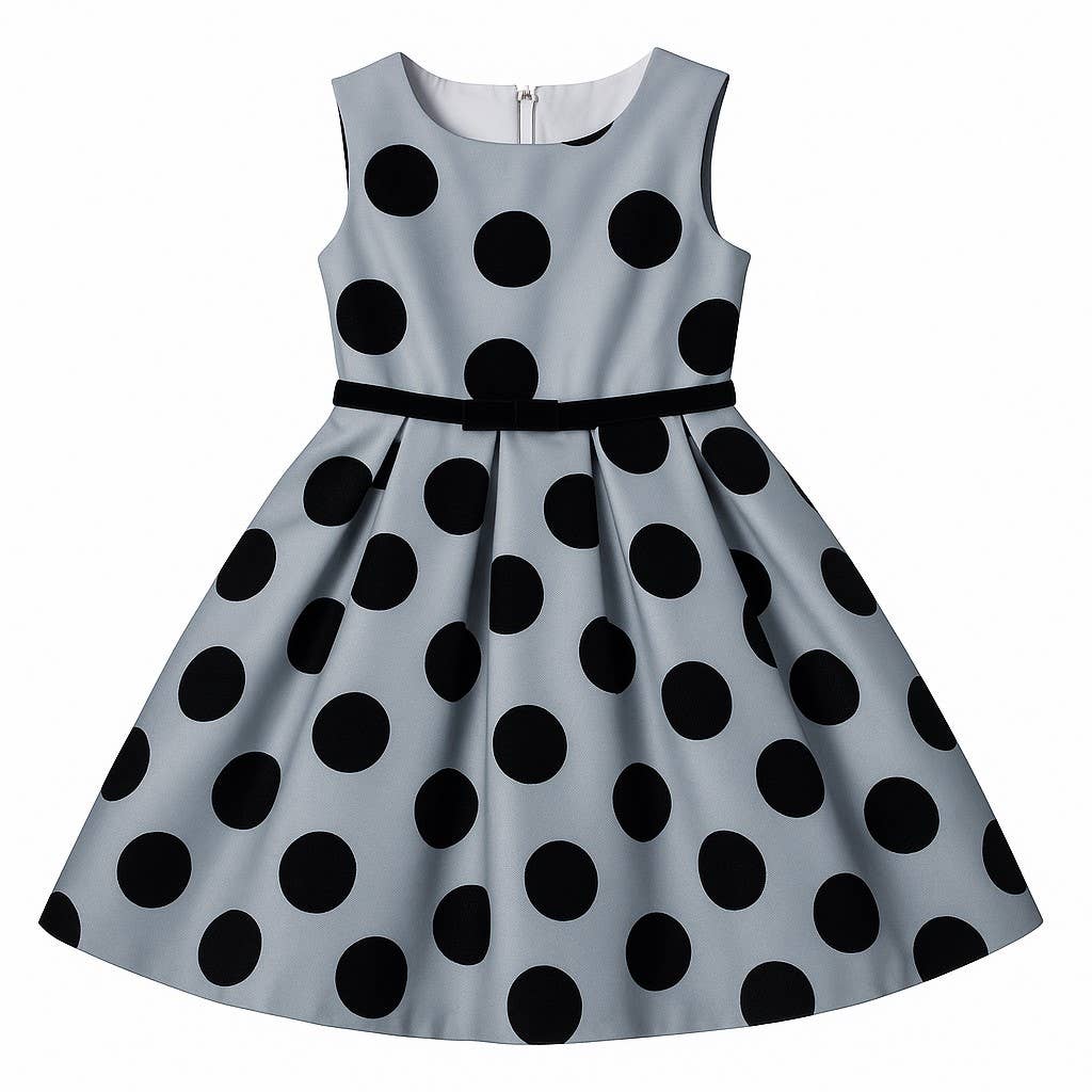 Polka Dot Flocked Mesh Dress