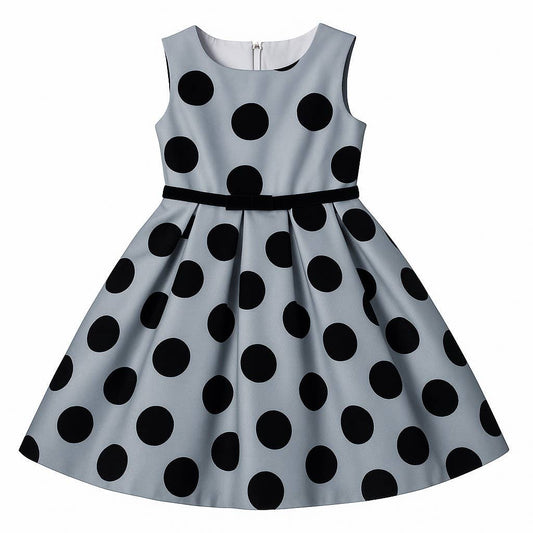 Polka Dot Flocked Mesh Dress