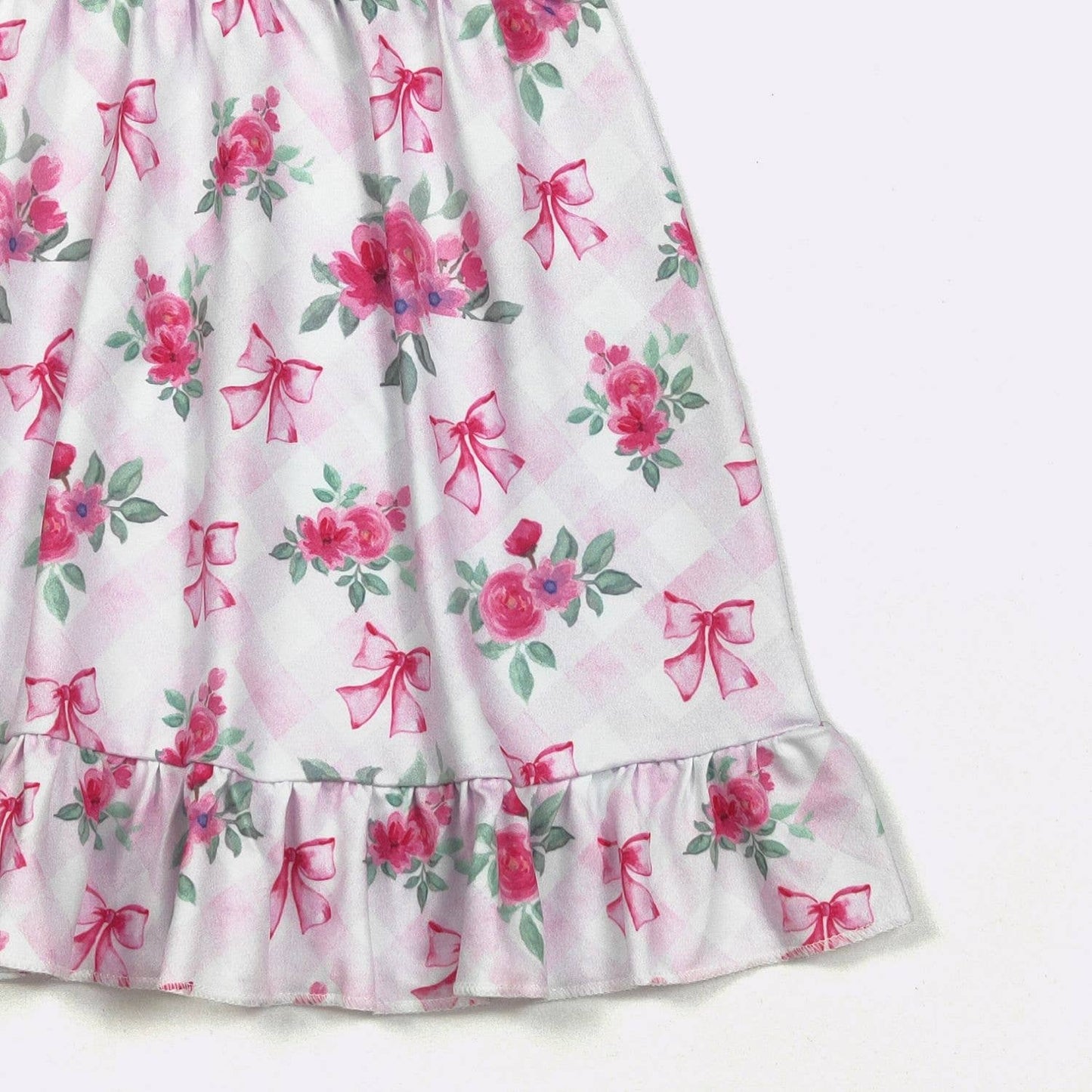 Floral Pink Lattice Girls Dress