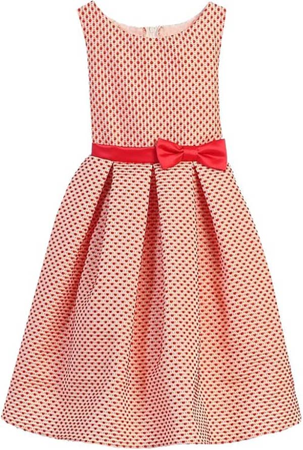 Petite Polka Dot Jacquard Special Occasion Dress