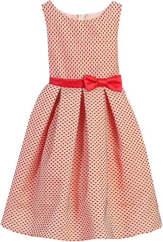 Petite Polka Dot Jacquard Special Occasion Dress