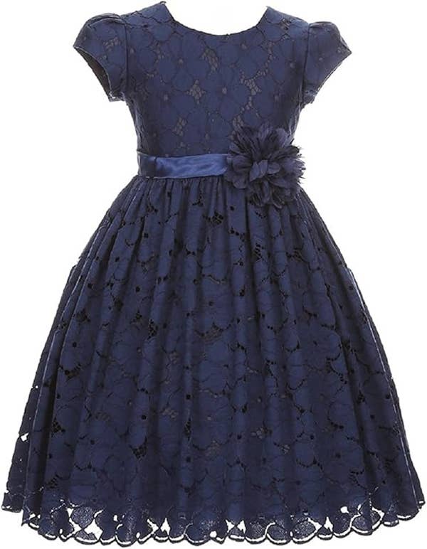 Little Girls Short Sleeve Cotton Floral Lace Girl Dress