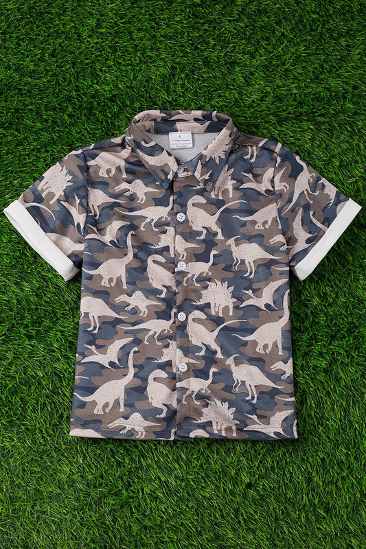 Camouflage Dinosaur Printed Shirt