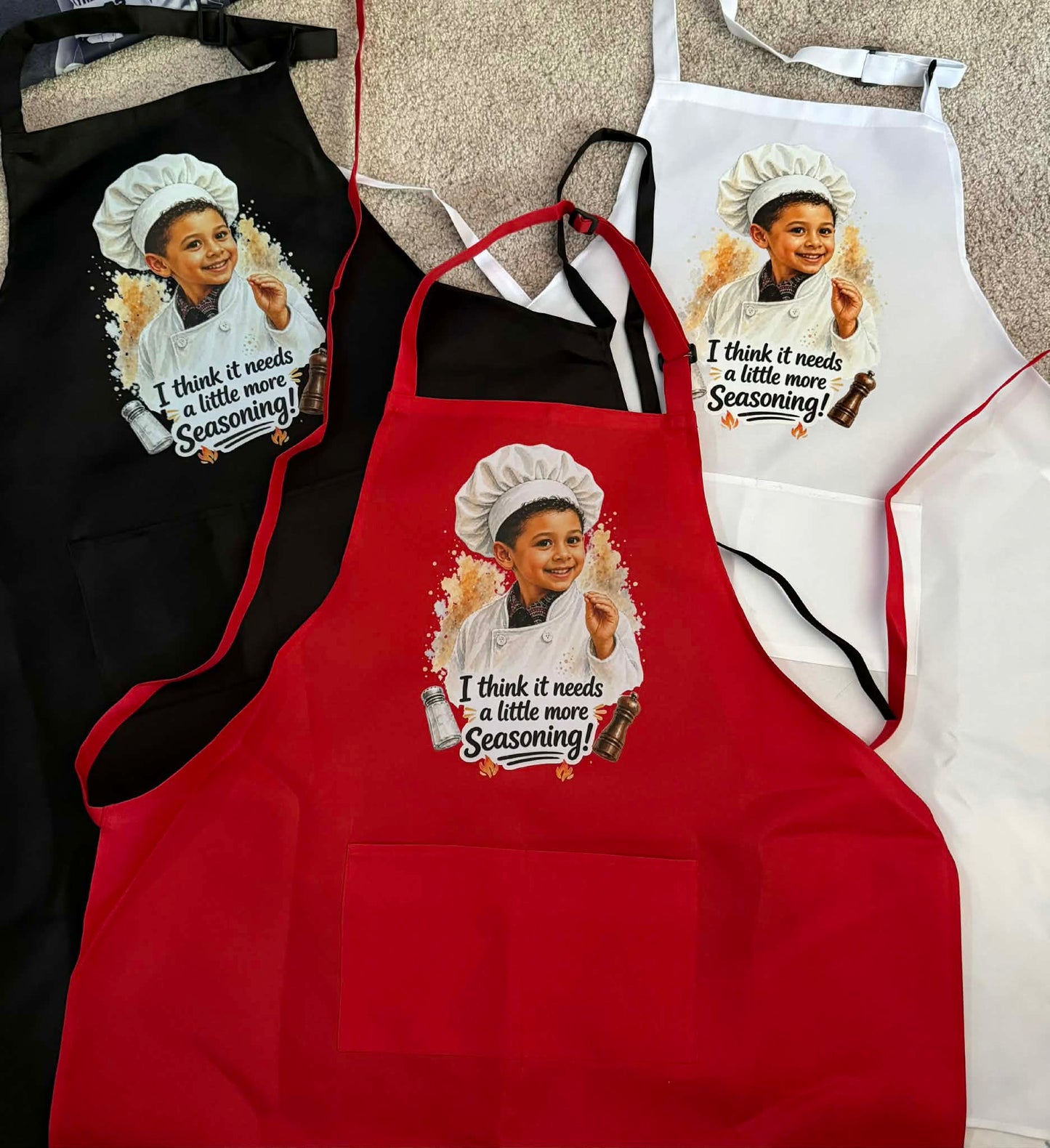 "It Think It Needs A Little More Seasoning" Apron and Chefs Hat Combo (Kids)