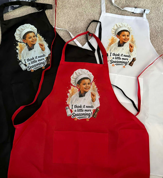 "It Just Needs A Little More Seasoning" Apron and Chefs Hat Combo (Kids)