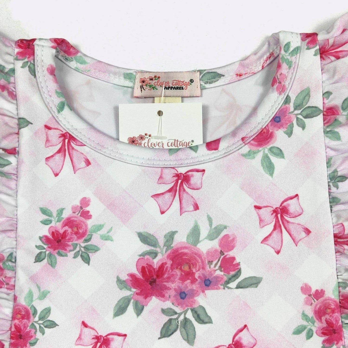 Floral Pink Lattice Girls Dress