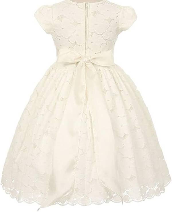 Little Girls Short Sleeve Cotton Floral Lace Girl Dress