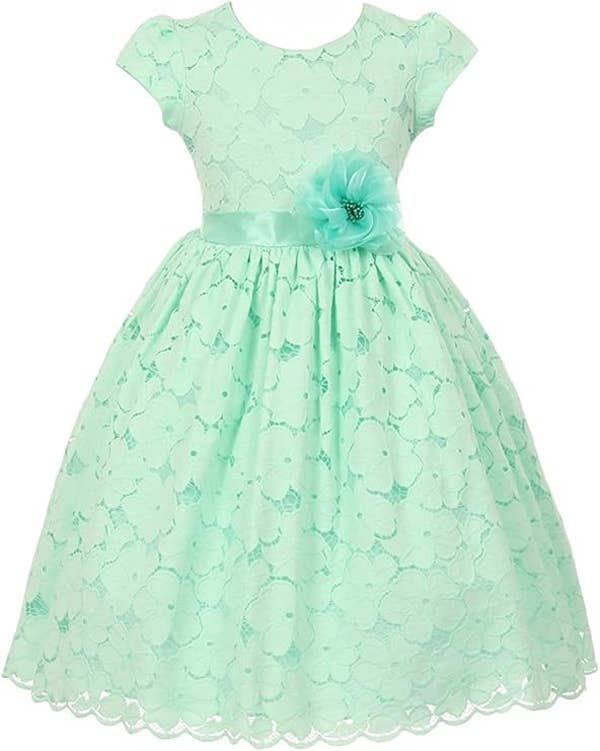 Little Girls Short Sleeve Cotton Floral Lace Girl Dress