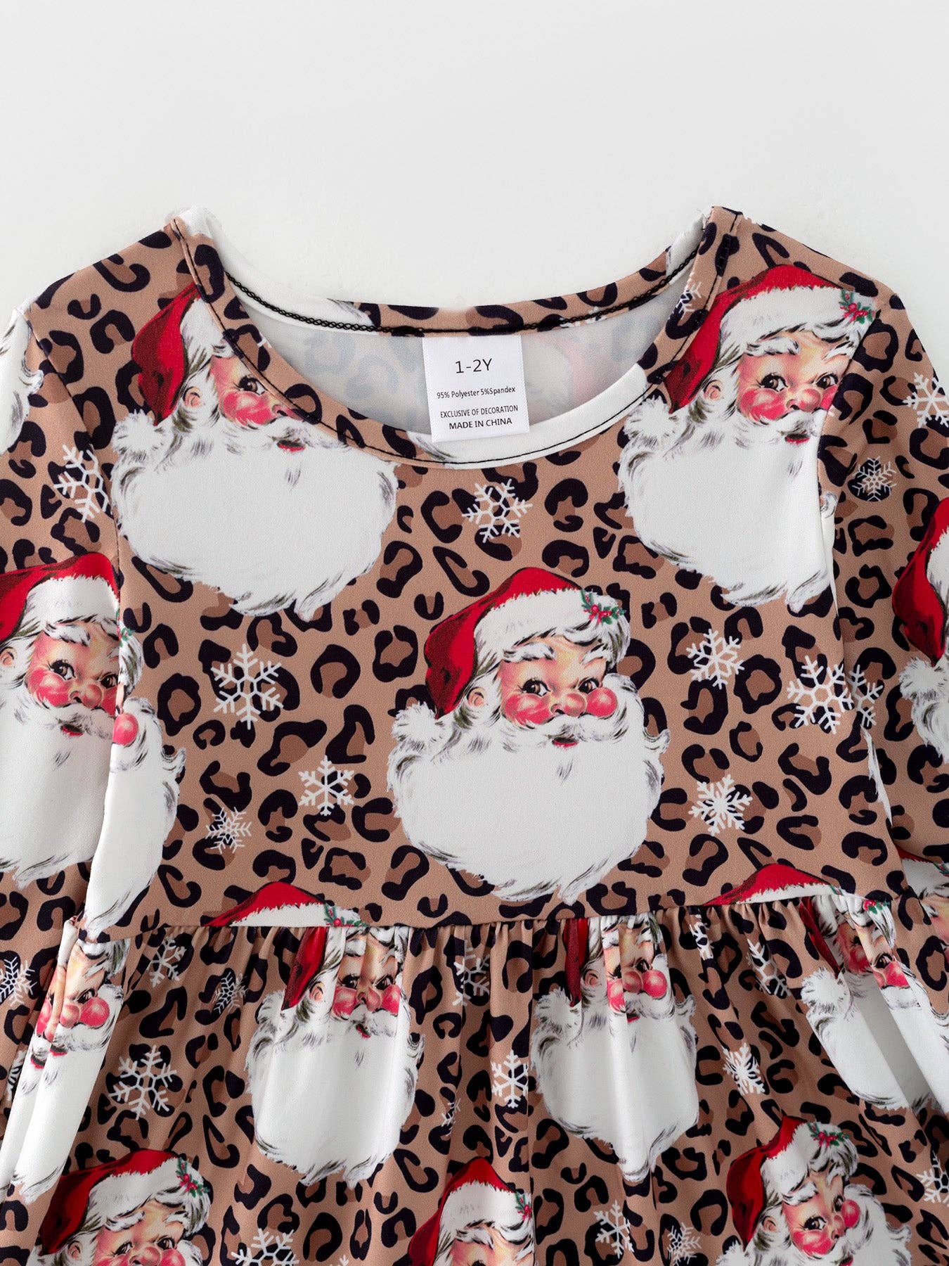 Christmas Girls Santa Print Dress