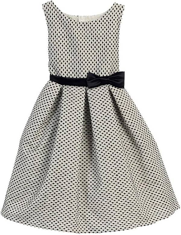 Petite Polka Dot Jacquard Special Occasion Dress