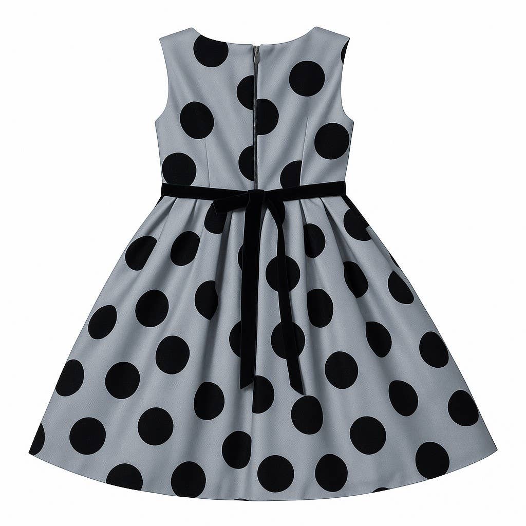 Polka Dot Flocked Mesh Dress