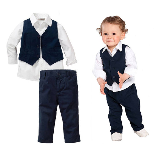 Navy & White 3pc Formal Baby Suit