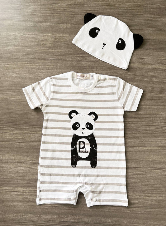 Panda Cotton Baby Romper & Hat 2pc Set