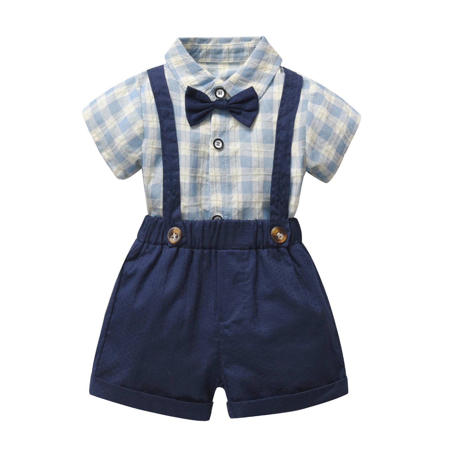 Blue Formal Wear Cotton 3pc Baby Outfit